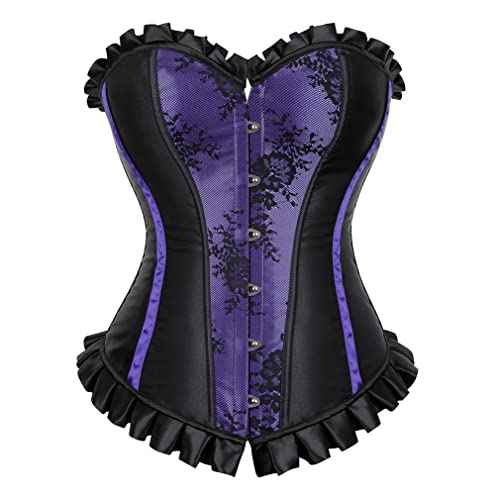 Grebrafan Womens Corsets Floral Lace Overlay Corset Bustier Top