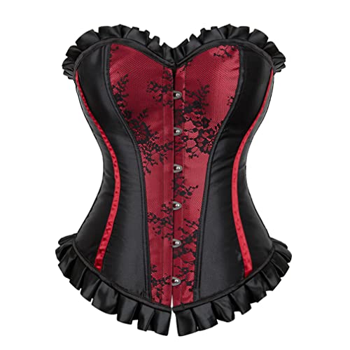 Grebrafan Womens Corsets Floral Lace Overlay Corset Bustier Top