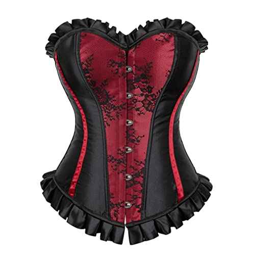 Grebrafan Womens Corsets Floral Lace Overlay Corset Bustier Top