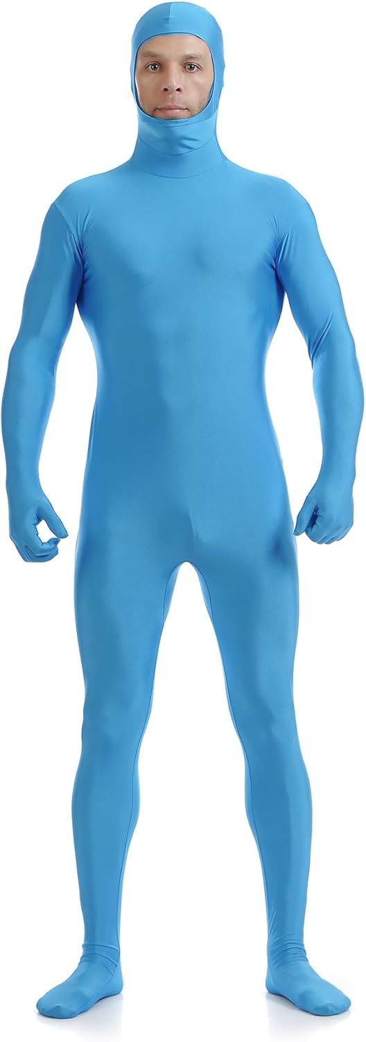 ATHX Men's and Women's Spandex Open Face Bodysuit Costume Adult Stretchy Halloween Cosplay Body Suit Zentai Suit Outfits
