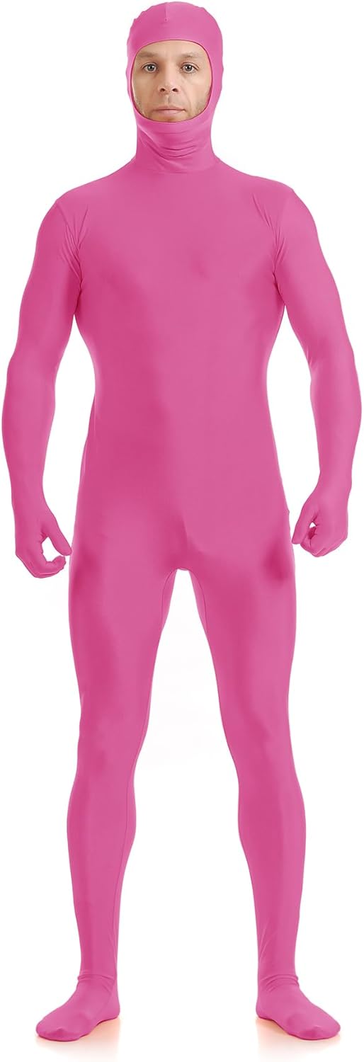 ATHX Men's and Women's Spandex Open Face Bodysuit Costume Adult Stretchy Halloween Cosplay Body Suit Zentai Suit Outfits