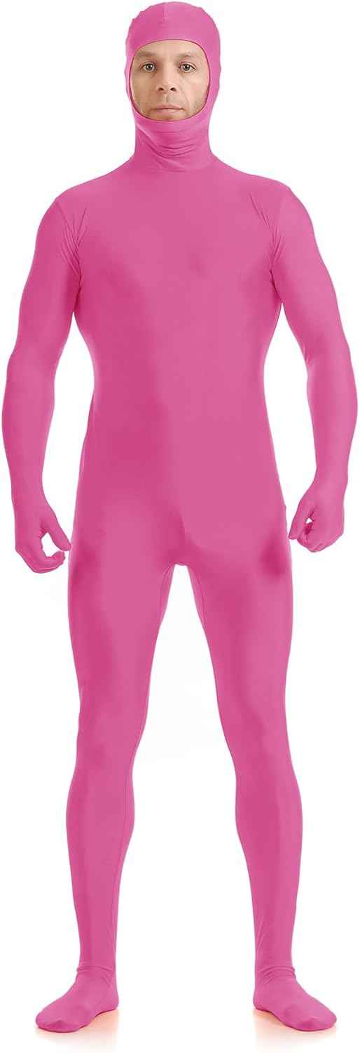 ATHX Men's and Women's Spandex Open Face Bodysuit Costume Adult Stretchy Halloween Cosplay Body Suit Zentai Suit Outfits
