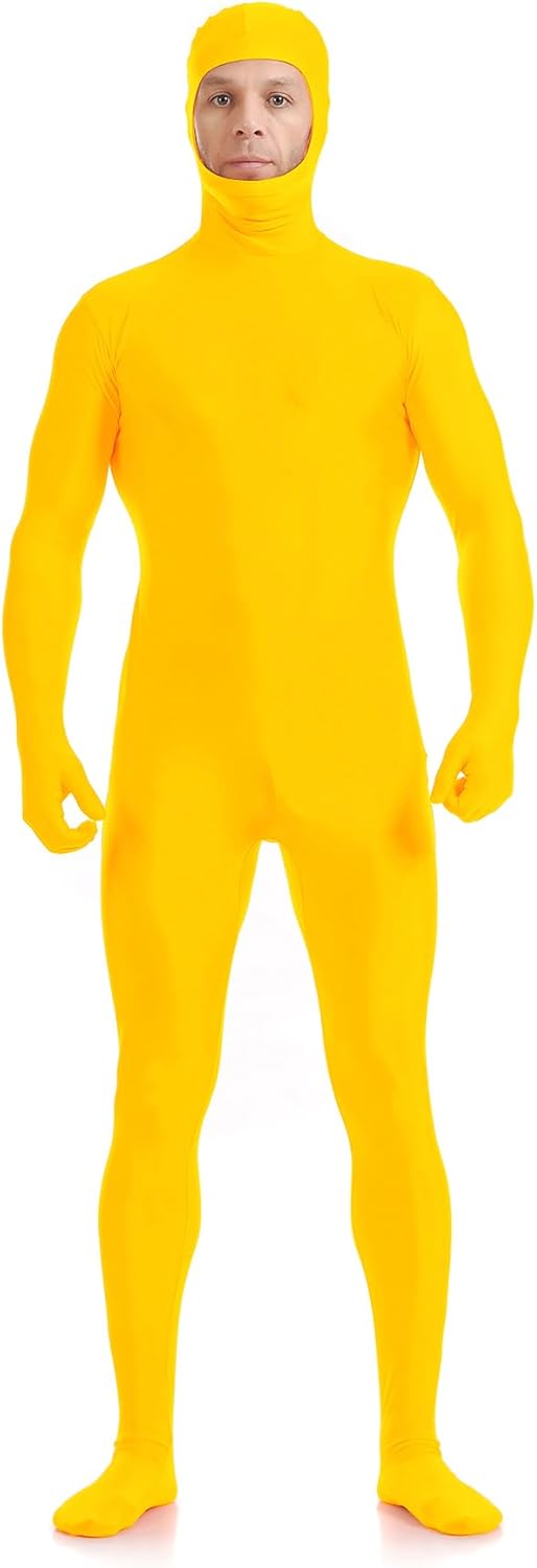 ATHX Men's and Women's Spandex Open Face Bodysuit Costume Adult Stretchy Halloween Cosplay Body Suit Zentai Suit Outfits