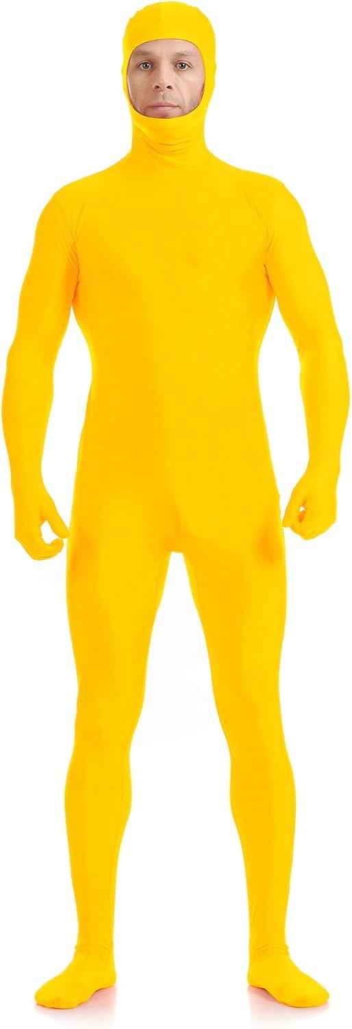 ATHX Men's and Women's Spandex Open Face Bodysuit Costume Adult Stretchy Halloween Cosplay Body Suit Zentai Suit Outfits