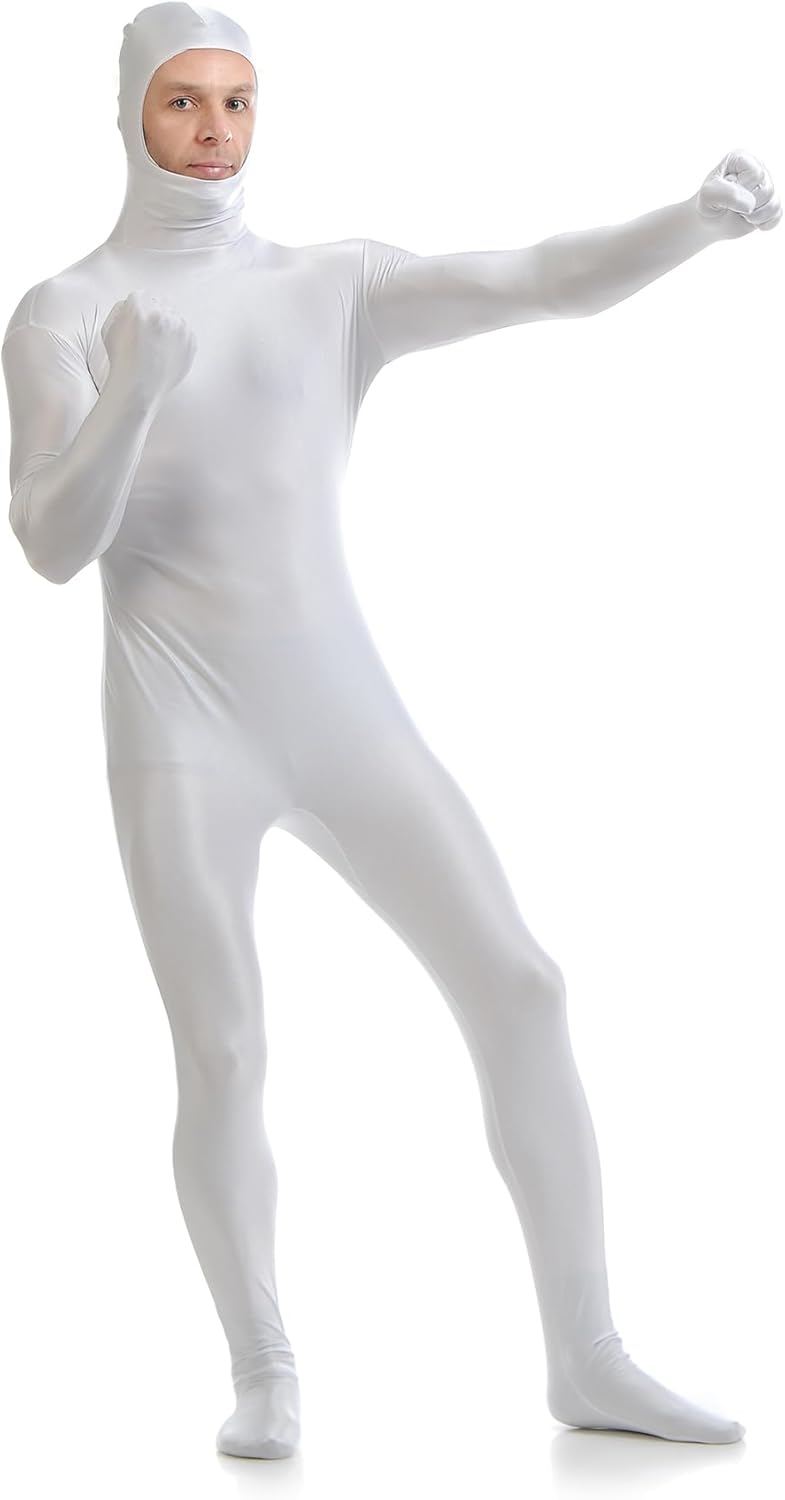ATHX Men's and Women's Spandex Open Face Bodysuit Costume Adult Stretchy Halloween Cosplay Body Suit Zentai Suit Outfits