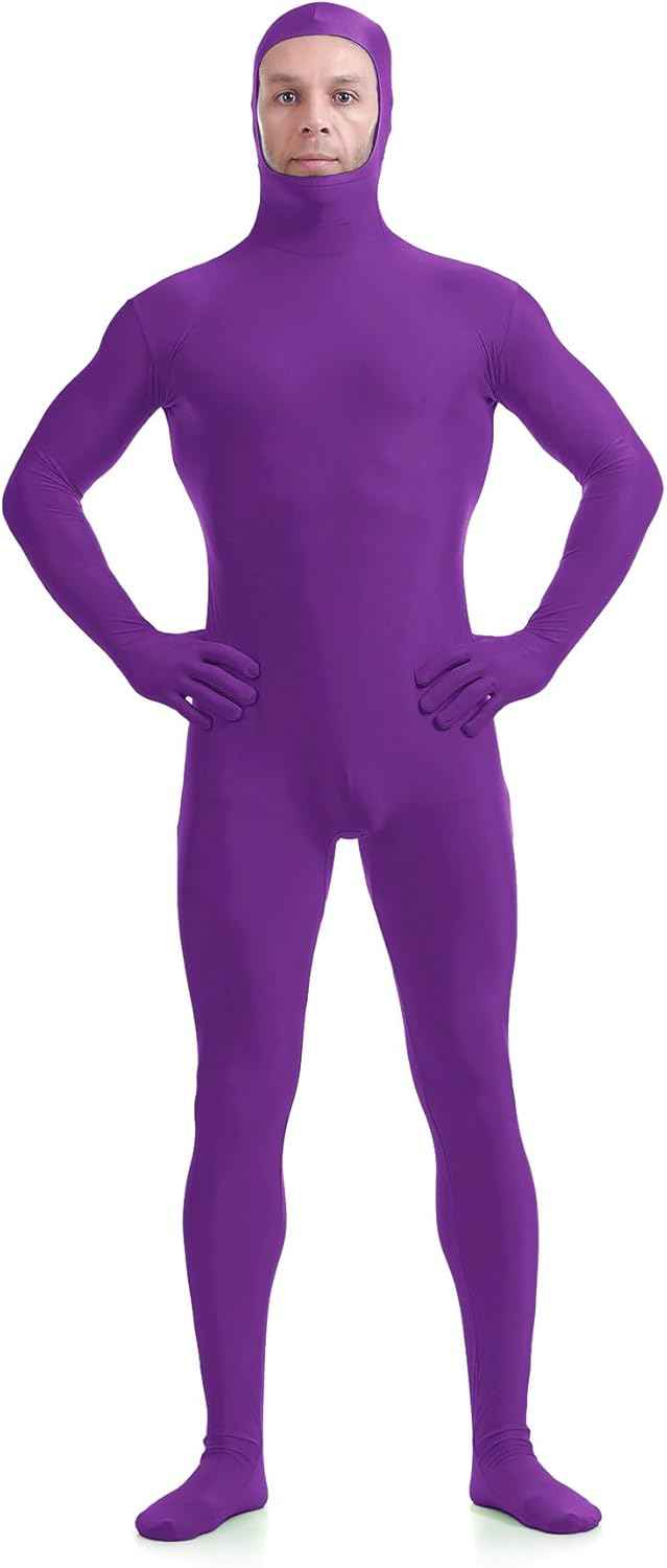 ATHX Men's and Women's Spandex Open Face Bodysuit Costume Adult Stretchy Halloween Cosplay Body Suit Zentai Suit Outfits