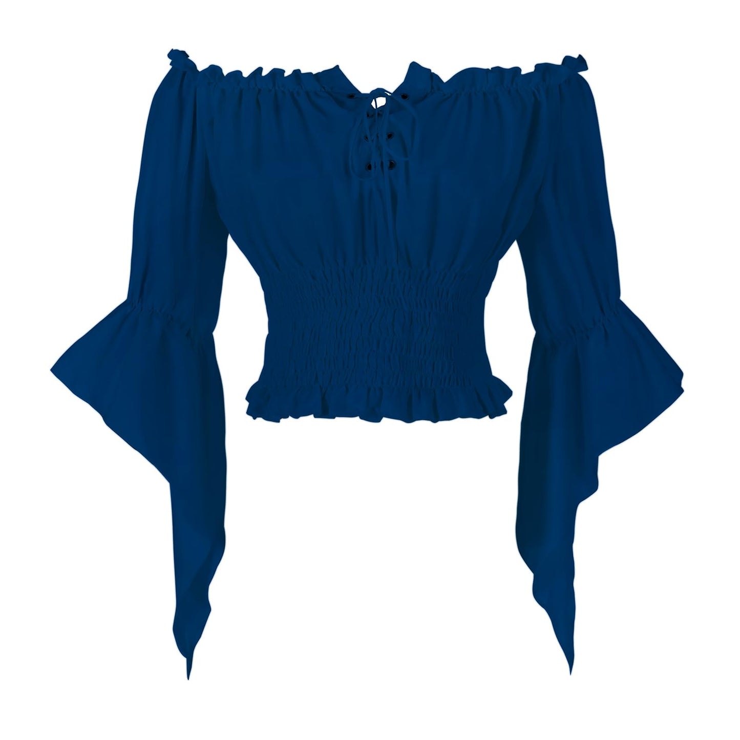 Womens Renaissance Peasant Blouse Off Shoulder Trumpet Sleeve Tops