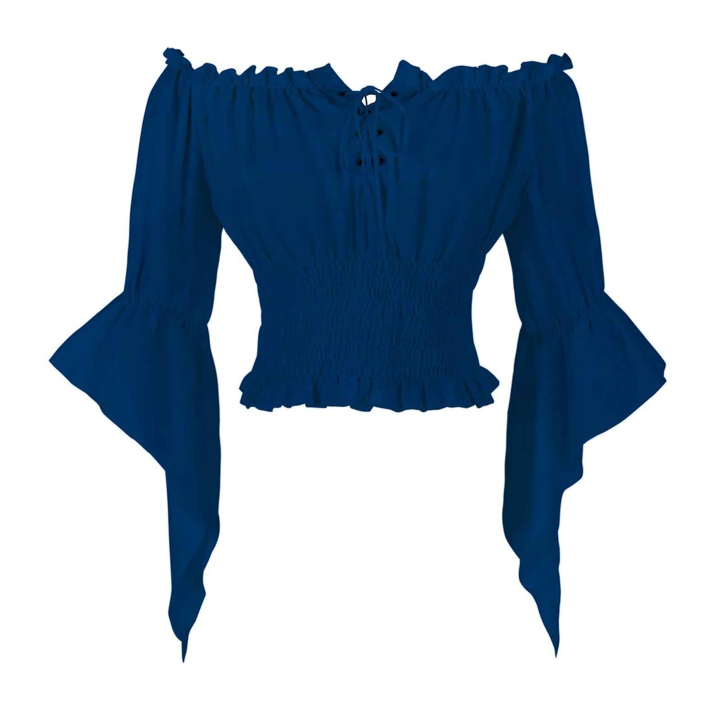Womens Renaissance Peasant Blouse Off Shoulder Trumpet Sleeve Tops