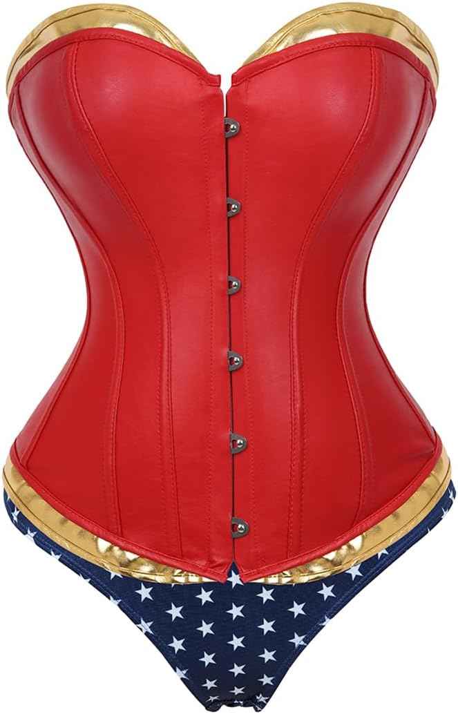 Kranchungel Corsets for Women Plus Size Faux Leather Steampunk Corset Top Zipper Bustier