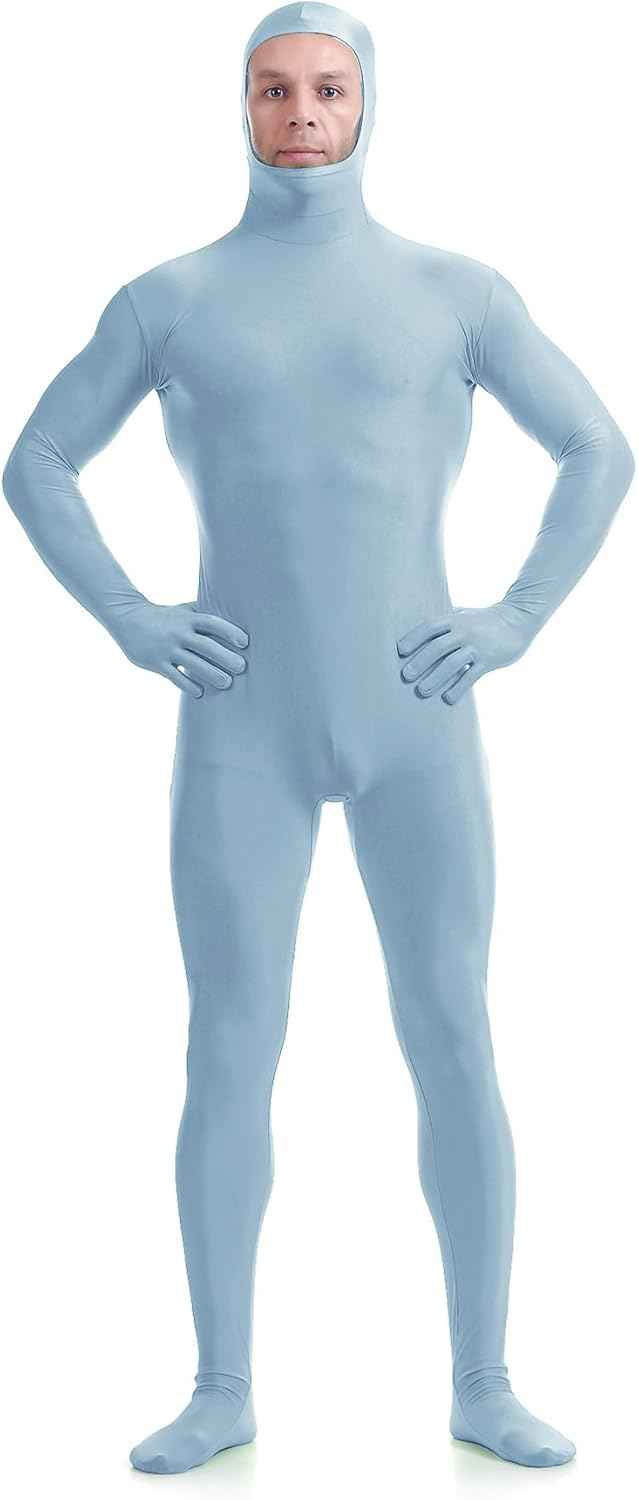 ATHX Men's and Women's Spandex Open Face Bodysuit Costume Adult Stretchy Halloween Cosplay Body Suit Zentai Suit Outfits
