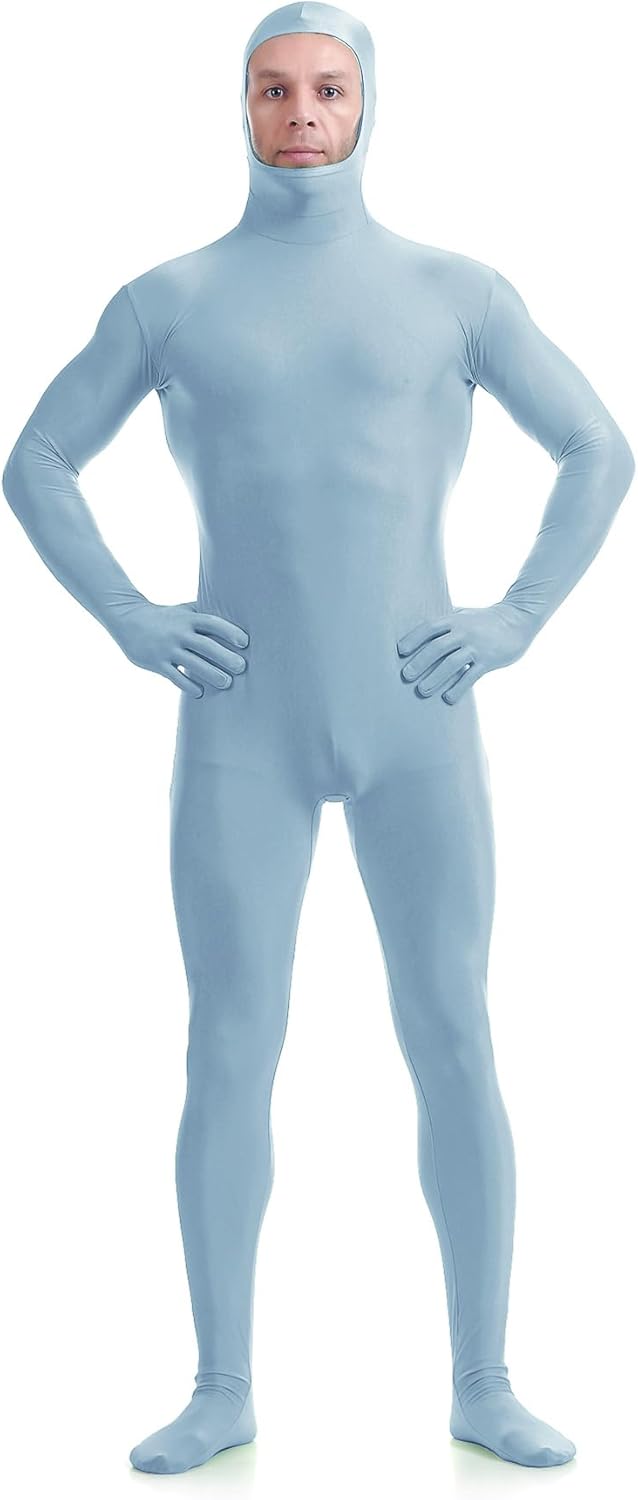 ATHX Men's and Women's Spandex Open Face Bodysuit Costume Adult Stretchy Halloween Cosplay Body Suit Zentai Suit Outfits