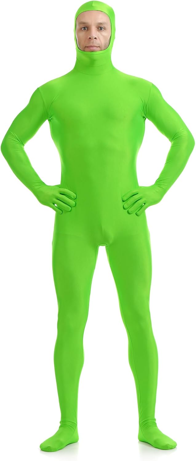ATHX Men's and Women's Spandex Open Face Bodysuit Costume Adult Stretchy Halloween Cosplay Body Suit Zentai Suit Outfits