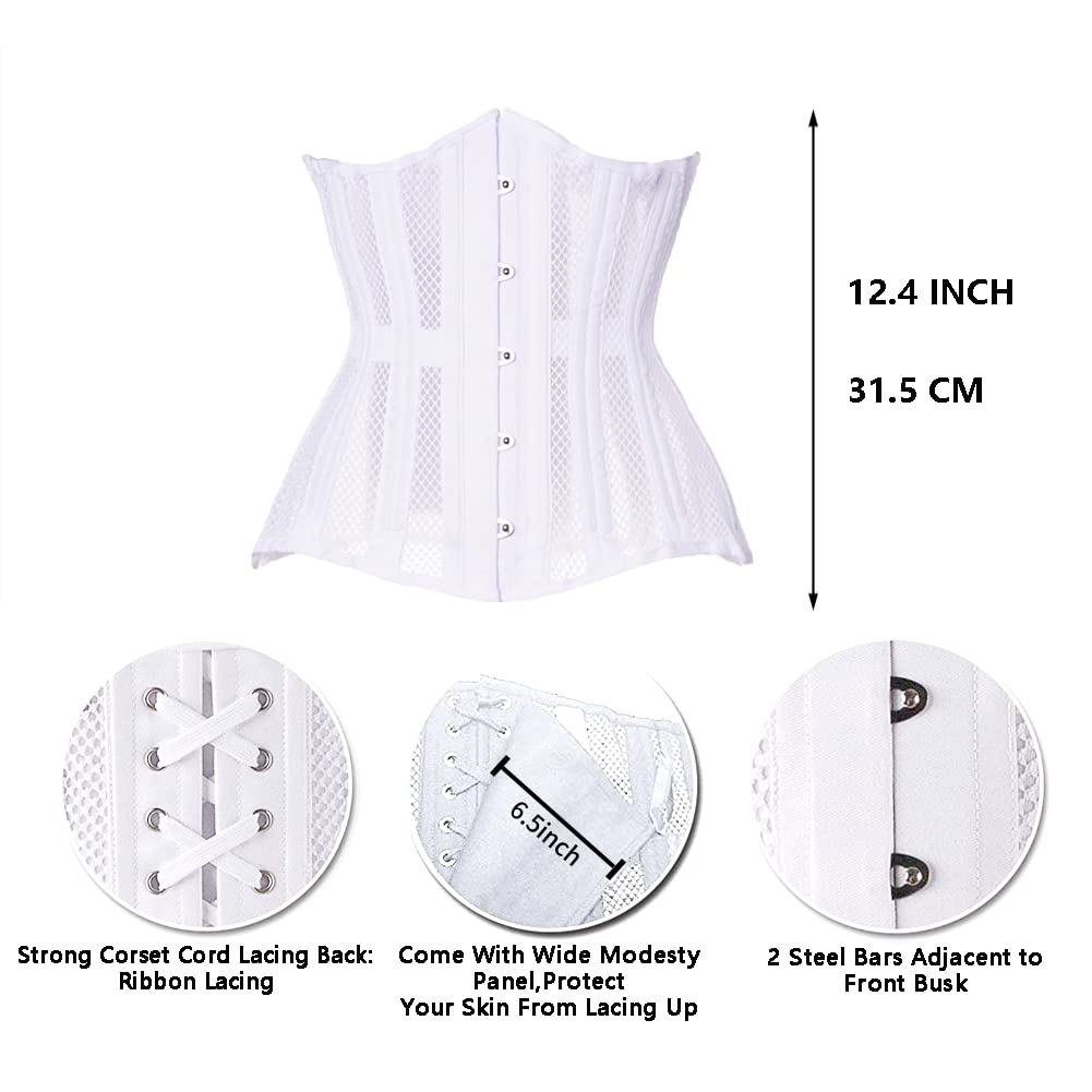 Women Heavy Spiral 26 Steel Boned Underbust Corset Satin Heavy Duty Waist Training Shaper Cincher
