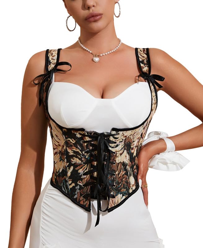 Alivila.Y Fashion Corset Womens Faux Leather Steampunk Corsets Victorian Bustier Top