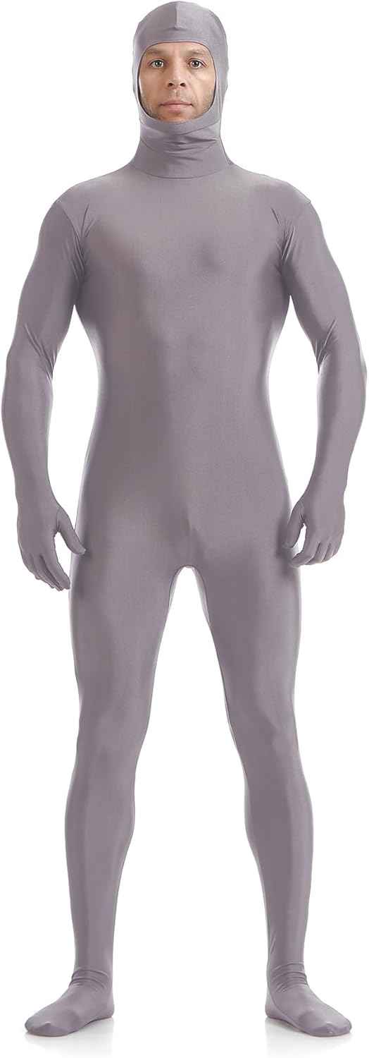ATHX Men's and Women's Spandex Open Face Bodysuit Costume Adult Stretchy Halloween Cosplay Body Suit Zentai Suit Outfits