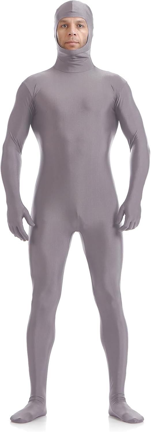 ATHX Men's and Women's Spandex Open Face Bodysuit Costume Adult Stretchy Halloween Cosplay Body Suit Zentai Suit Outfits