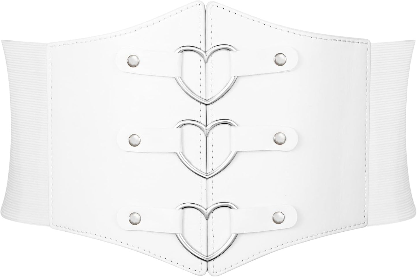 Women Corset Belt Metal O-Ring Heart-Ring Wide Elastic Waspie Waist Belt for Daily Cosplay Halloween Costumes