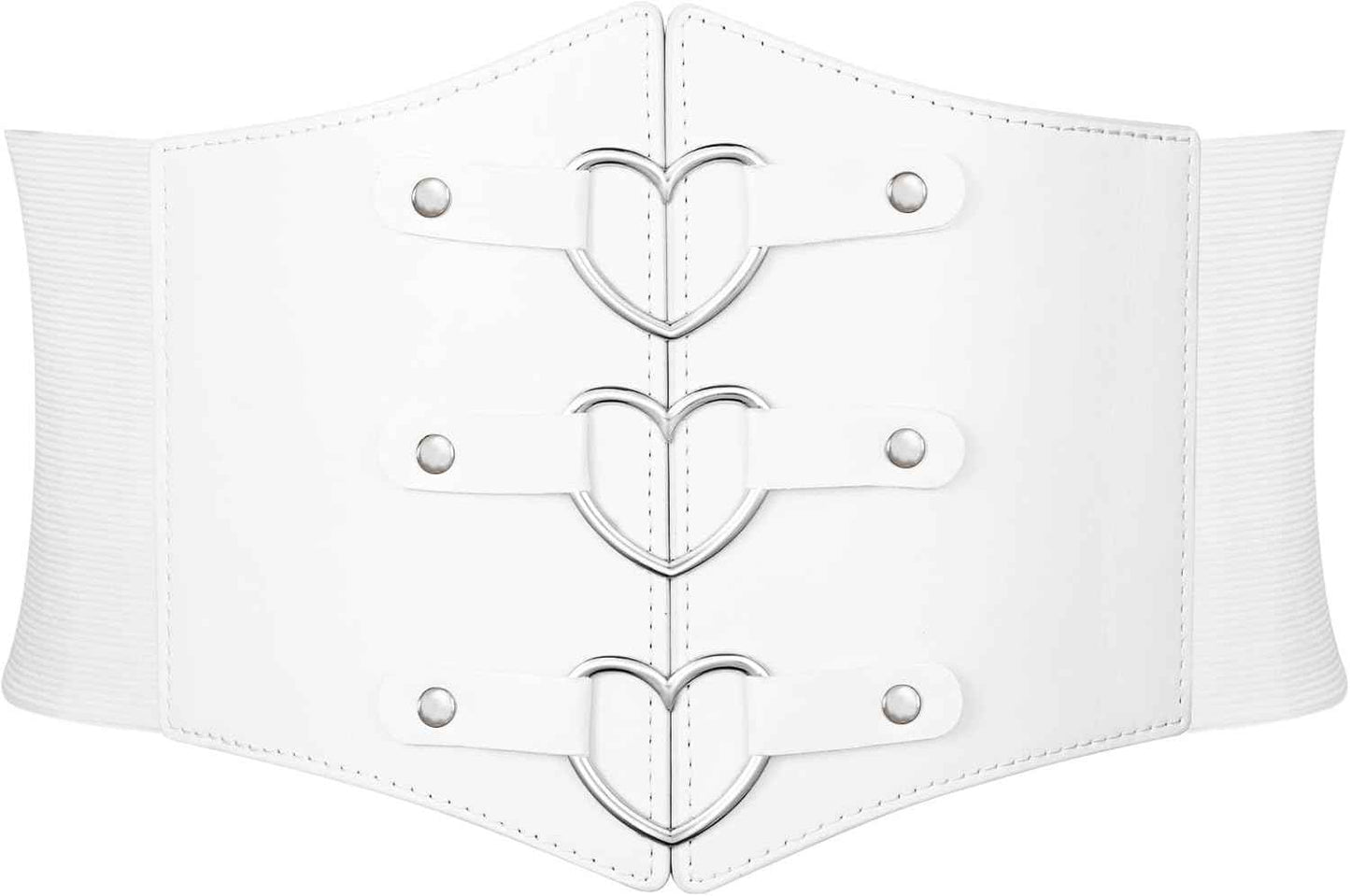 Women Corset Belt Metal O-Ring Heart-Ring Wide Elastic Waspie Waist Belt for Daily Cosplay Halloween Costumes