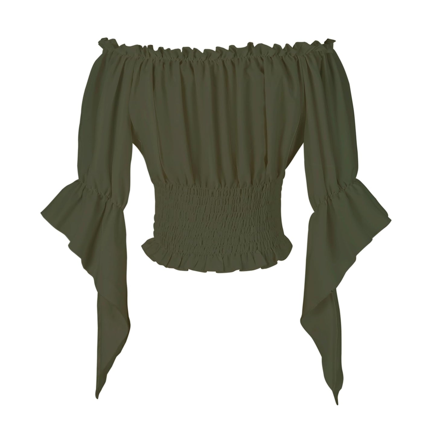 Womens Renaissance Peasant Blouse Off Shoulder Trumpet Sleeve Tops