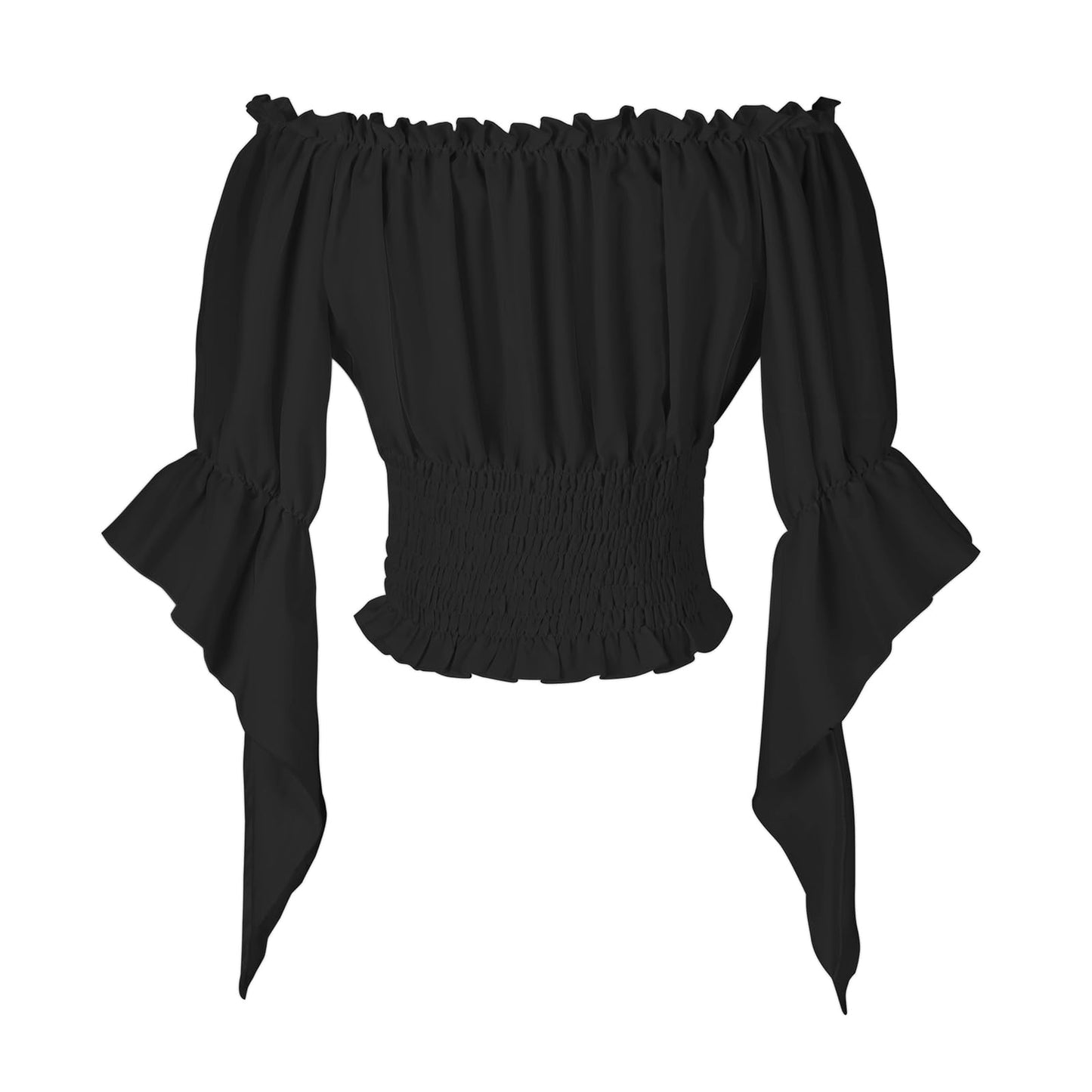 Womens Renaissance Peasant Blouse Off Shoulder Trumpet Sleeve Tops
