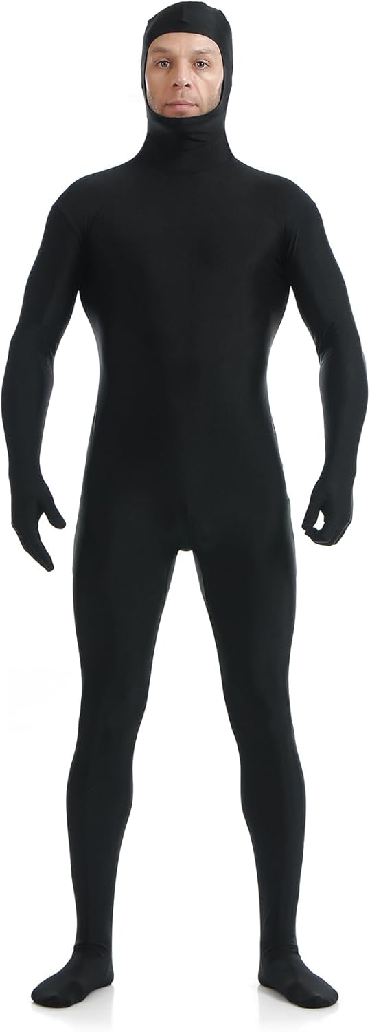 ATHX Men's and Women's Spandex Open Face Bodysuit Costume Adult Stretchy Halloween Cosplay Body Suit Zentai Suit Outfits
