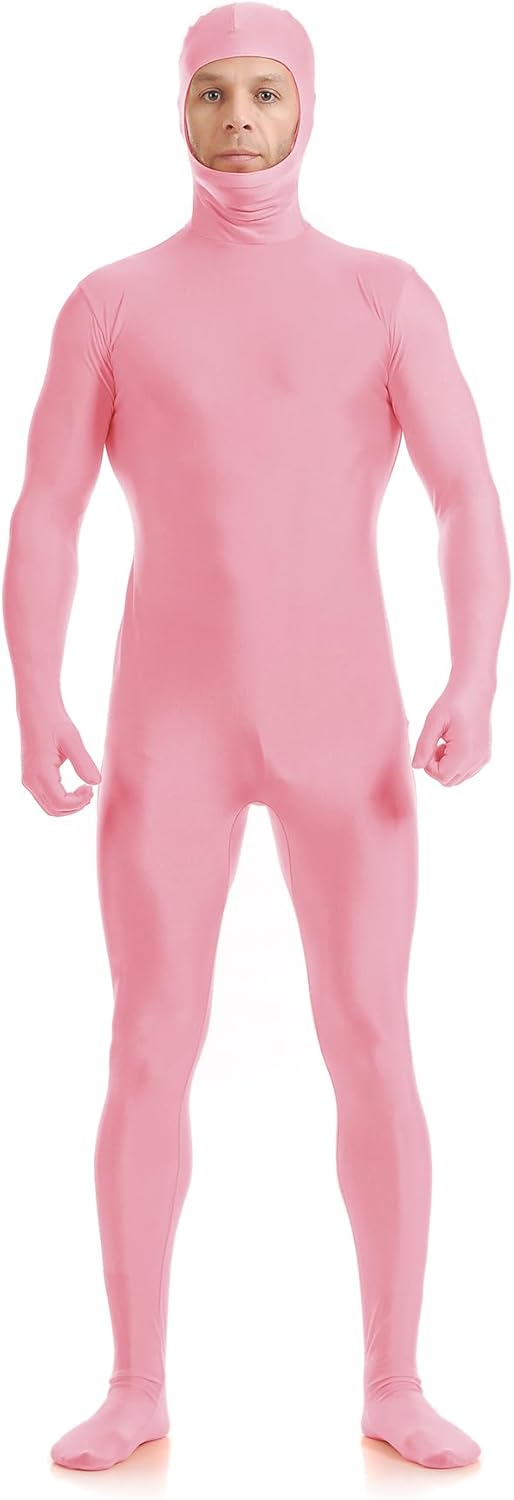 ATHX Men's and Women's Spandex Open Face Bodysuit Costume Adult Stretchy Halloween Cosplay Body Suit Zentai Suit Outfits