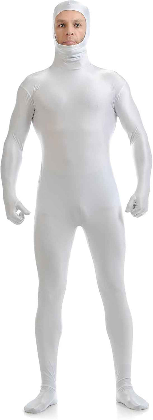 ATHX Men's and Women's Spandex Open Face Bodysuit Costume Adult Stretchy Halloween Cosplay Body Suit Zentai Suit Outfits