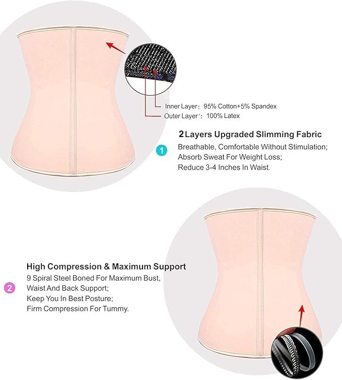 YIANNA Waist Trainer for Women Latex Underbust Waist Cincher Corset Sport Girdle Hourglass Body Shaper