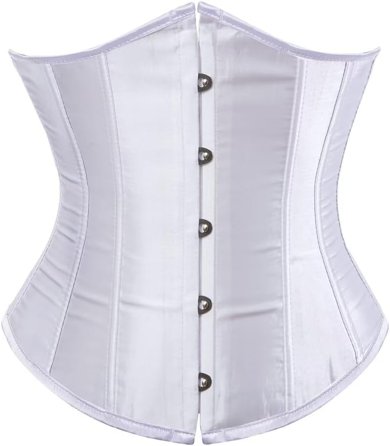 Jutrisujo Corset Underbust Lace up Boned Brocade Waist Training Plus Size
