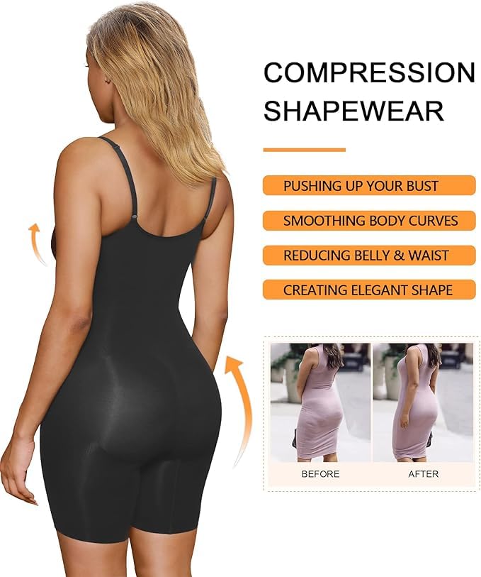 SHAPERX Women's Shapewear Bodysuit Tummy Control Body Shaper Seamless Sculpting Snatched Waist Body Suit