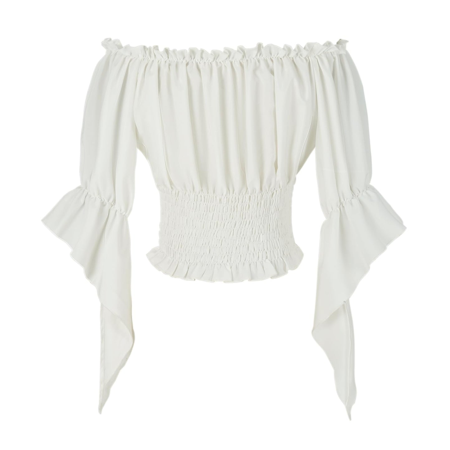 Womens Renaissance Peasant Blouse Off Shoulder Trumpet Sleeve Tops