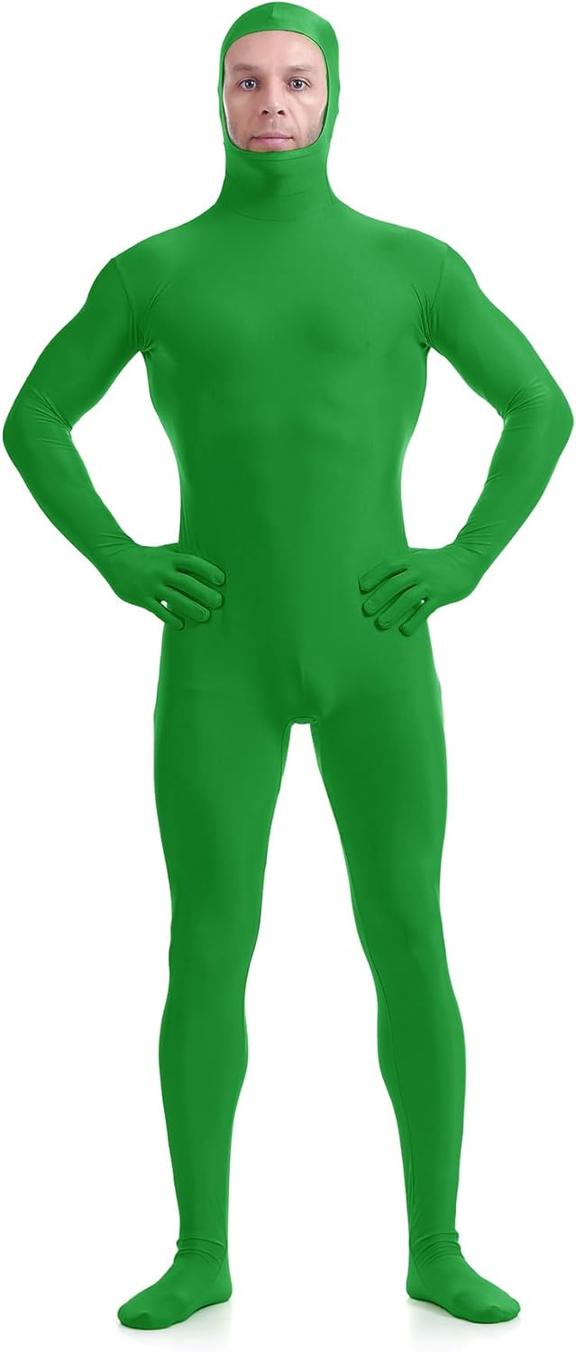 ATHX Men's and Women's Spandex Open Face Bodysuit Costume Adult Stretchy Halloween Cosplay Body Suit Zentai Suit Outfits