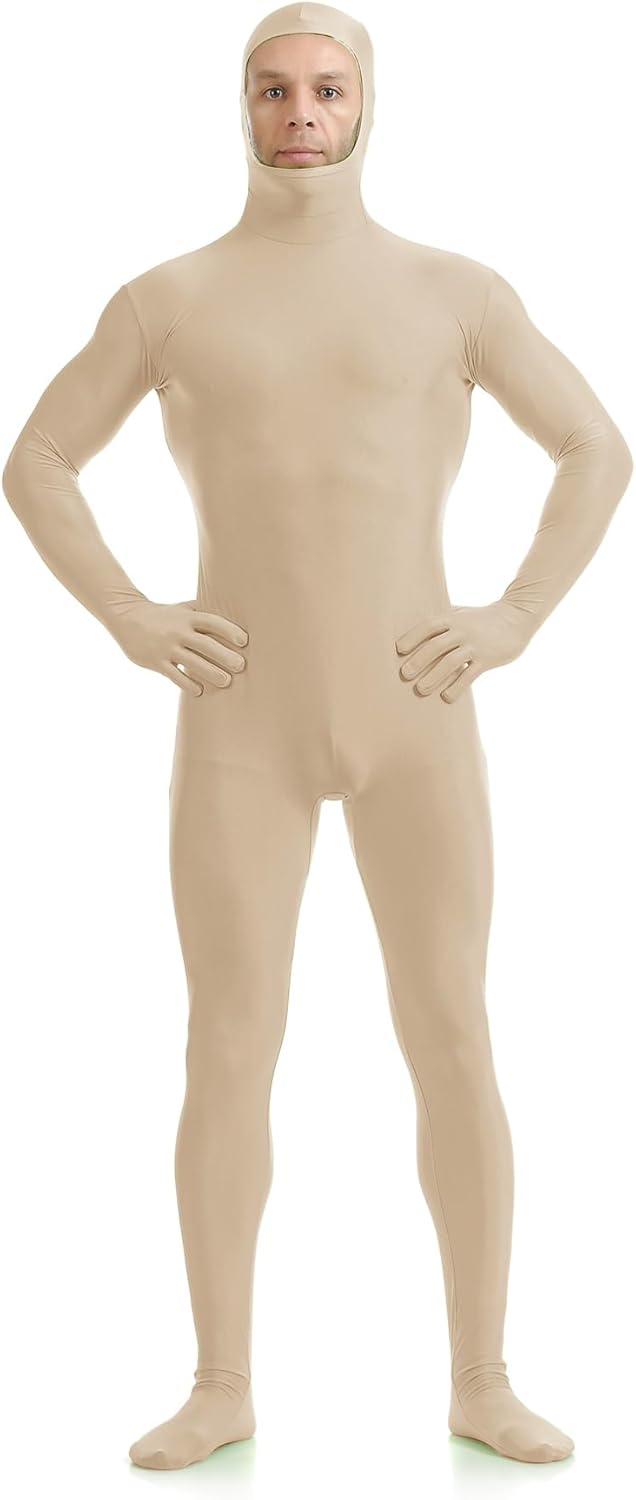 ATHX Men's and Women's Spandex Open Face Bodysuit Costume Adult Stretchy Halloween Cosplay Body Suit Zentai Suit Outfits