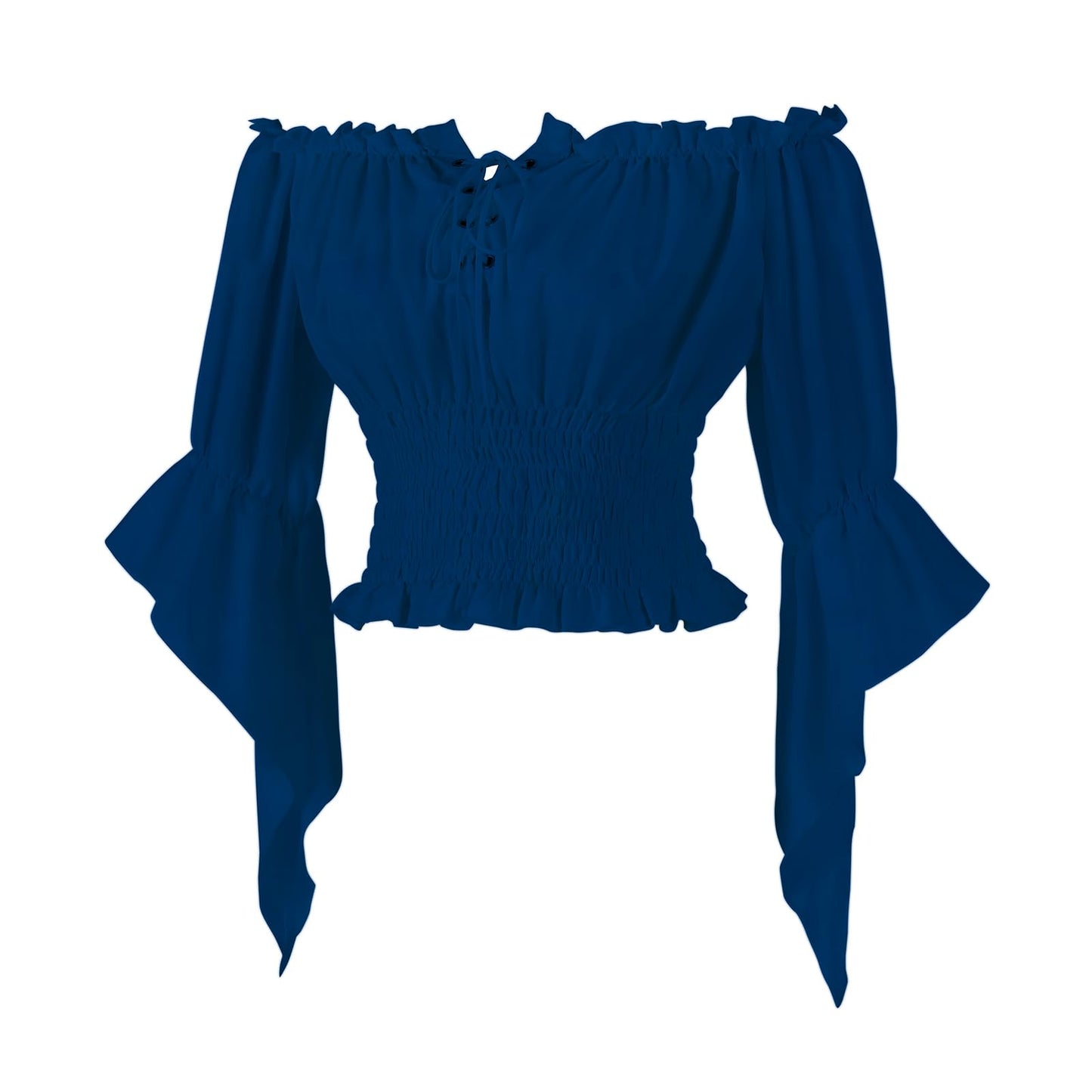 Womens Renaissance Peasant Blouse Off Shoulder Trumpet Sleeve Tops