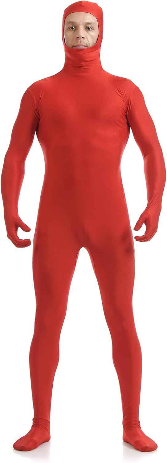 ATHX Men's and Women's Spandex Open Face Bodysuit Costume Adult Stretchy Halloween Cosplay Body Suit Zentai Suit Outfits
