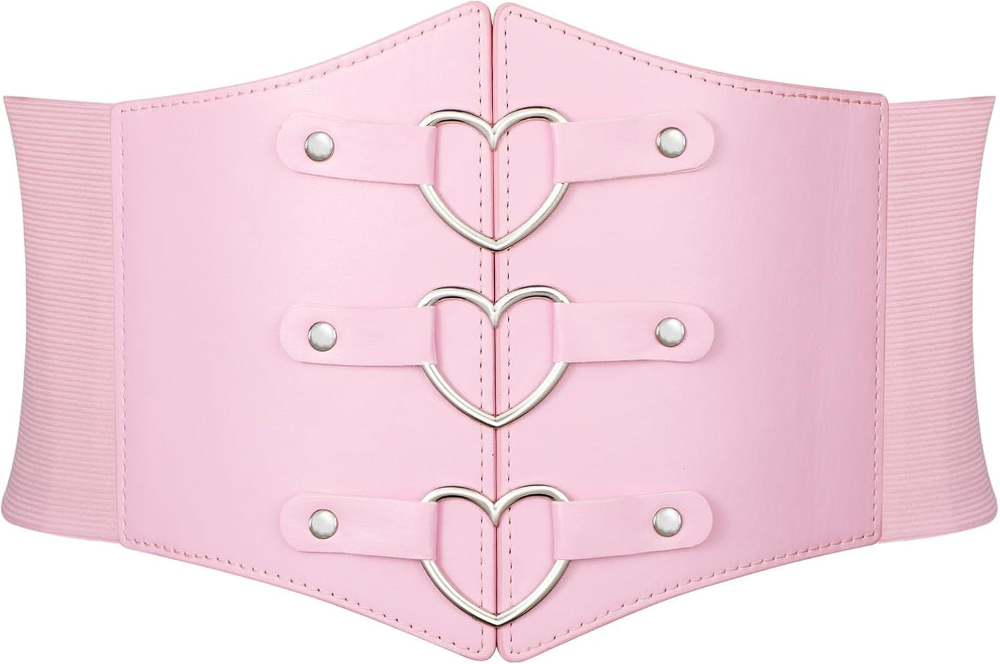 Women Corset Belt Metal O-Ring Heart-Ring Wide Elastic Waspie Waist Belt for Daily Cosplay Halloween Costumes