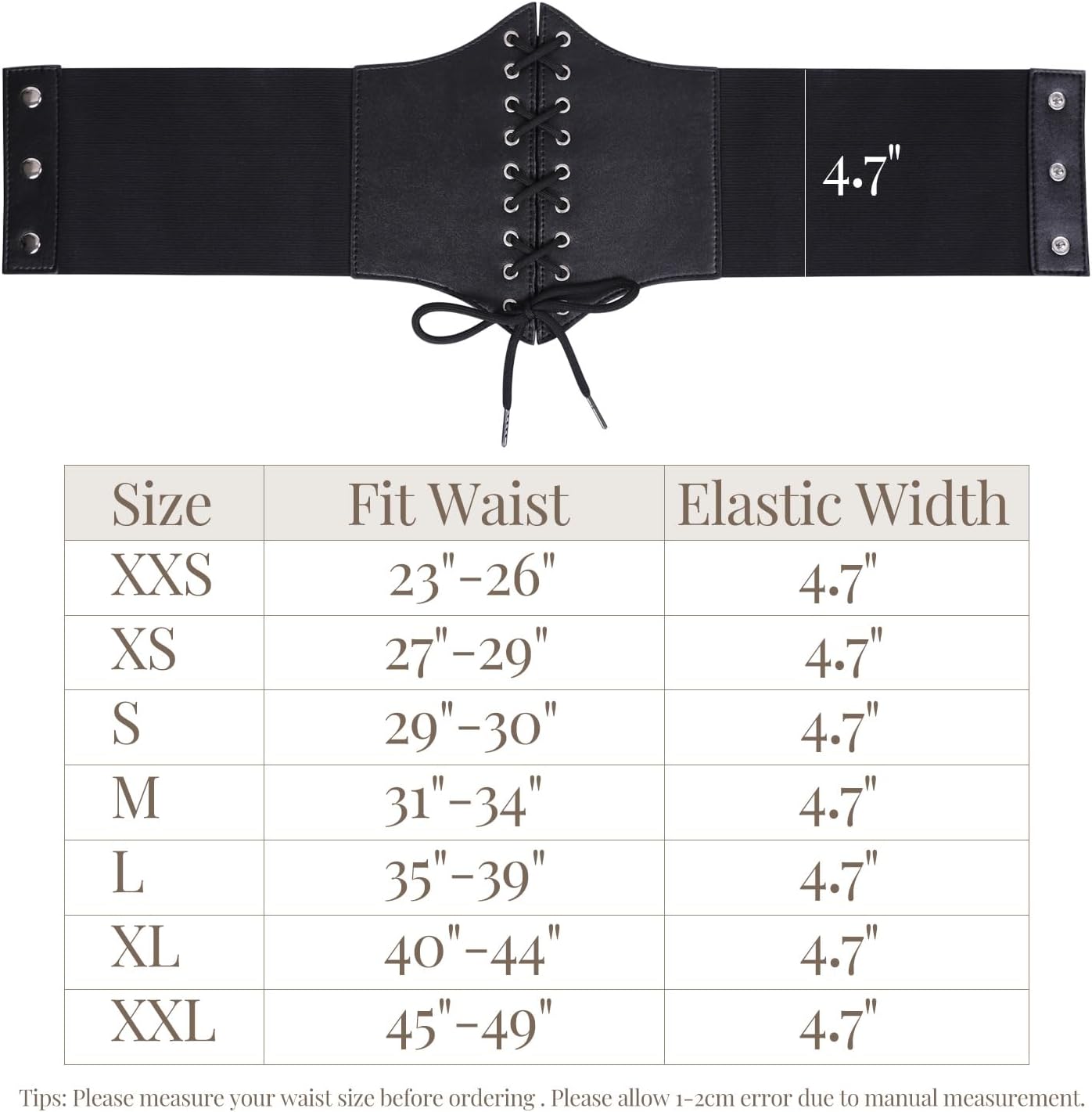 WHIPPY Women's Lace-up Corset Elastic Waist Belt, Tied Waspie Wide Belt for Women Halloween Costume