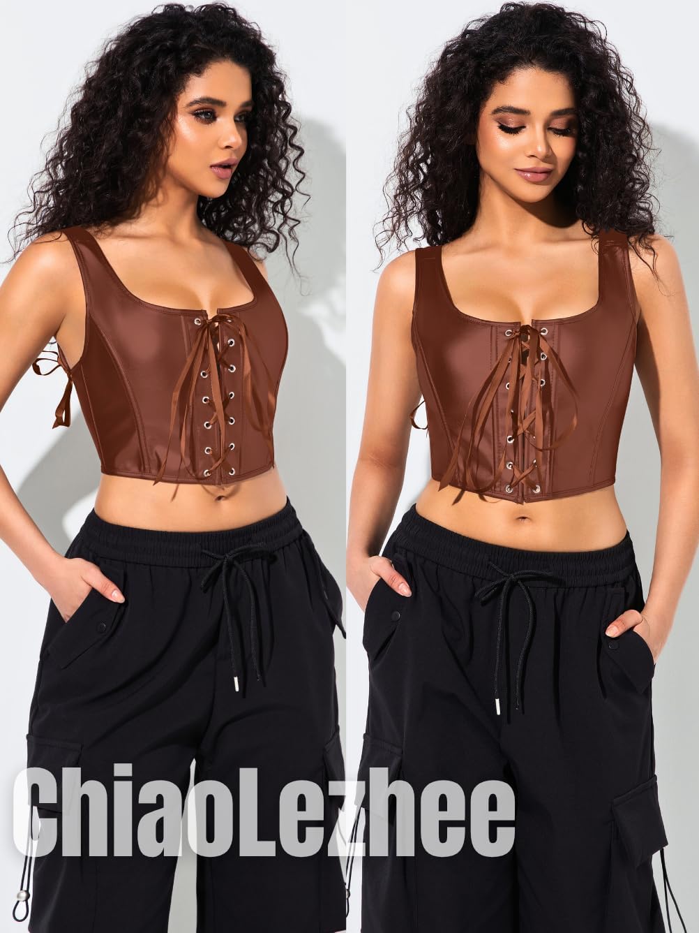 Renaissance Corsets Leather, Lace Up Overbust, S-6XL Sexy Tops