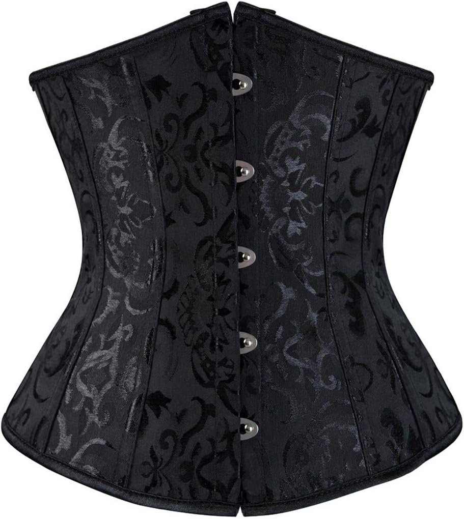 Kranchungel Underbust Corsets for Women Black Corset Top Waist Trainer Fashion Bustier Plus Size Corset