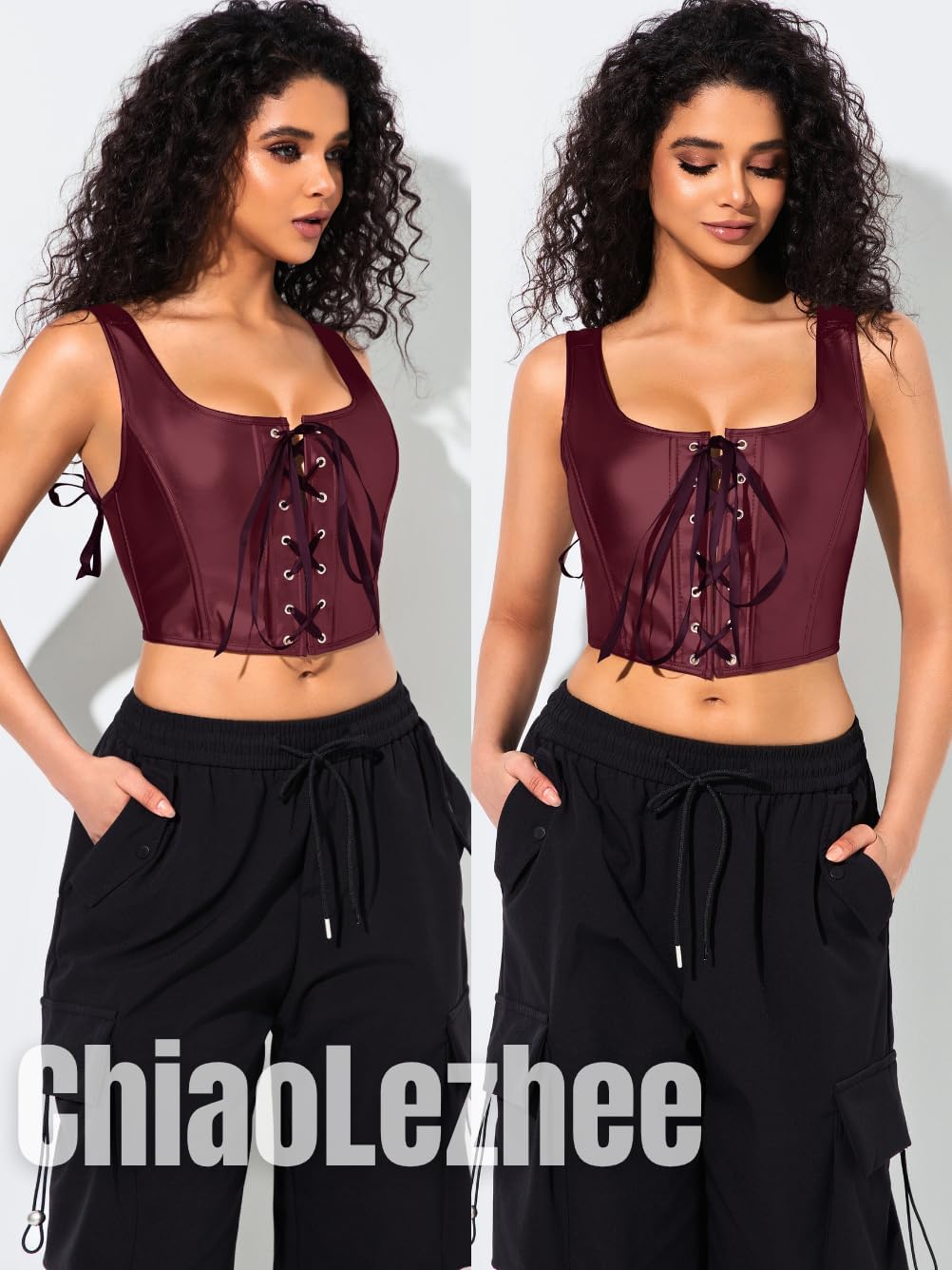 Renaissance Corsets Leather, Lace Up Overbust, S-6XL Sexy Tops