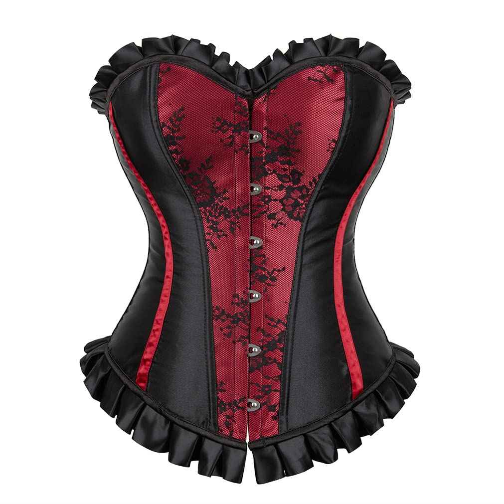 Grebrafan Womens Corsets Floral Lace Overlay Corset Bustier Top