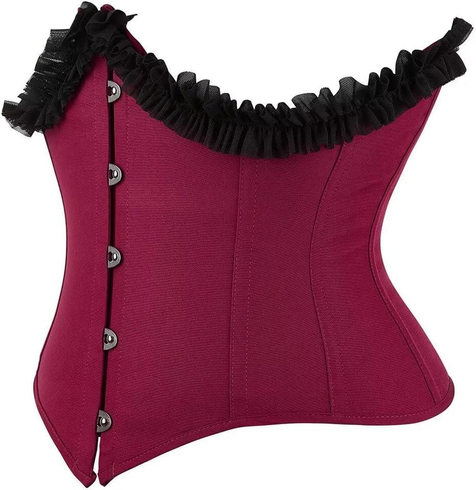 Jutrisujo Underbust Corset Top Bustier Women Lace up Boned Gothic Waist Trainer Fashion Plus Size