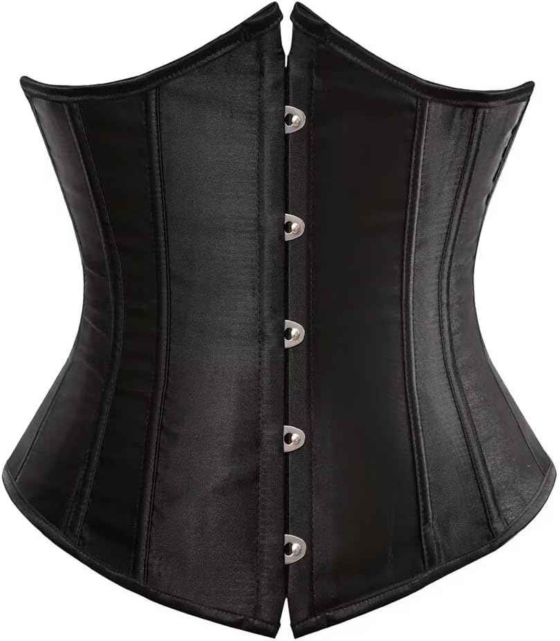 Jutrisujo Corset Underbust Lace up Boned Brocade Waist Training Plus Size