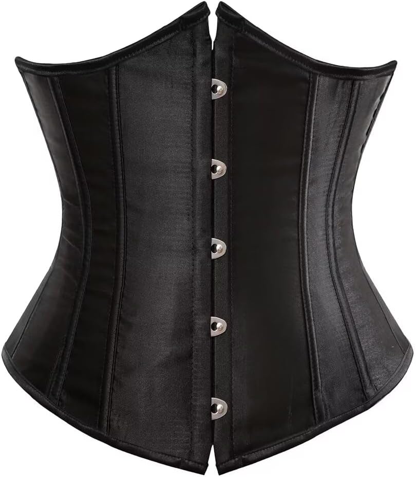 Jutrisujo Corset Underbust Lace up Boned Brocade Waist Training Plus Size