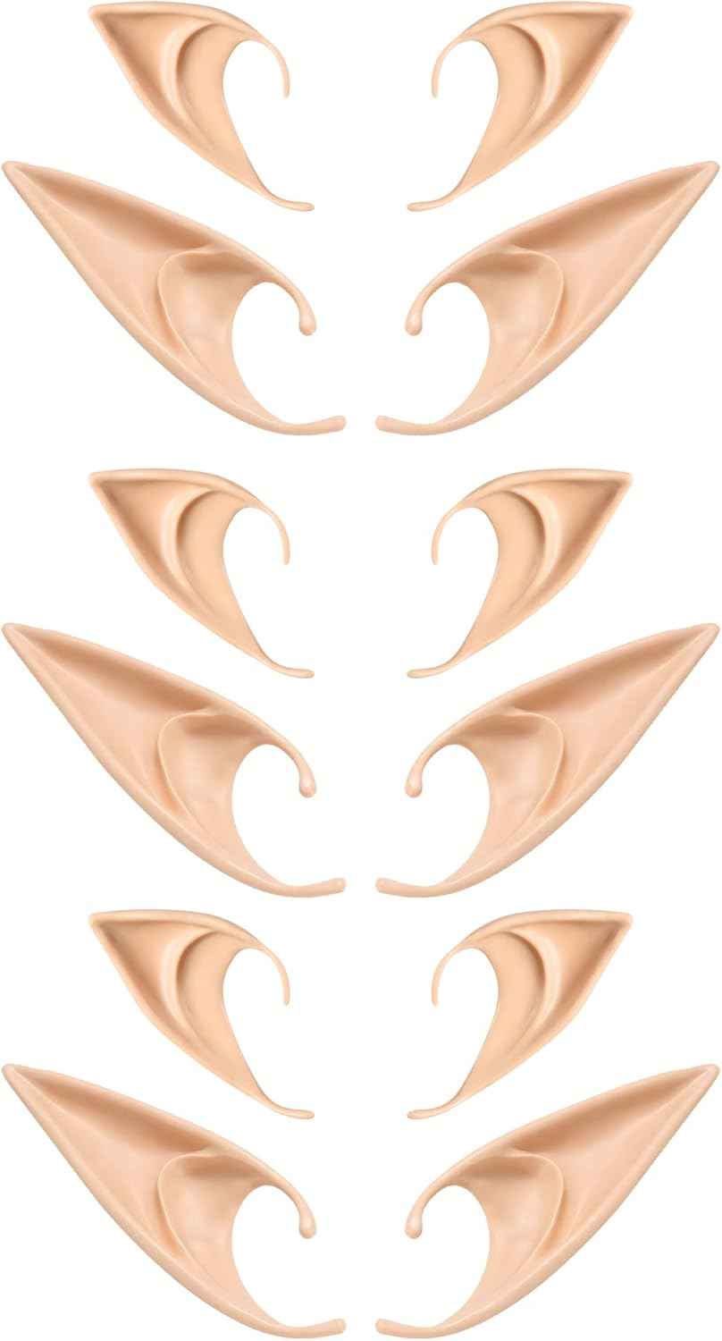 FRESHME Fairy Pixie Elf Ears - Cosplay Soft Pointed Ears Elven Masquerade Vampire Fairy Ears Makeup Costume Accessories