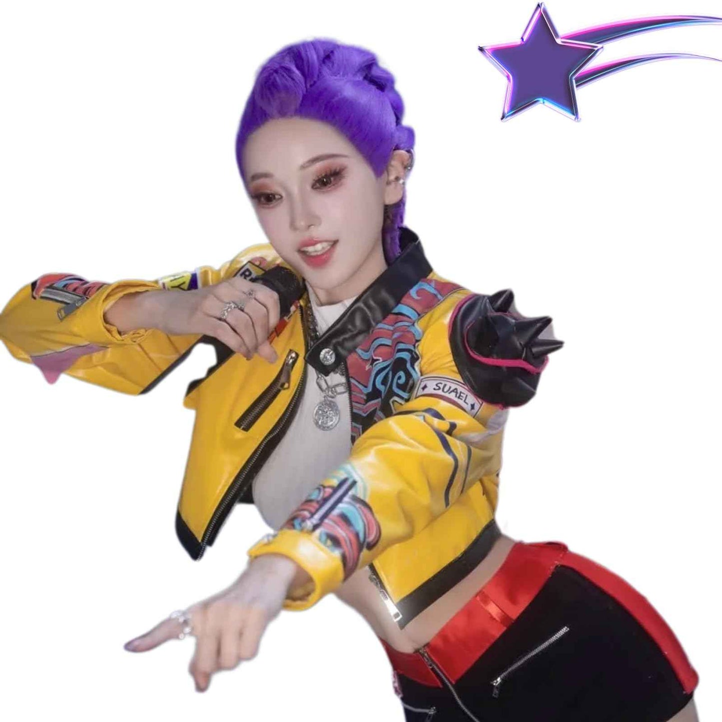 Snugeasy Rumi Costume Kids Wig Cosplay, Anime Mira Zoey Costume Wigs for Women Men, Purple Braid Wig Outfit Hair Halloween Cosplay Props