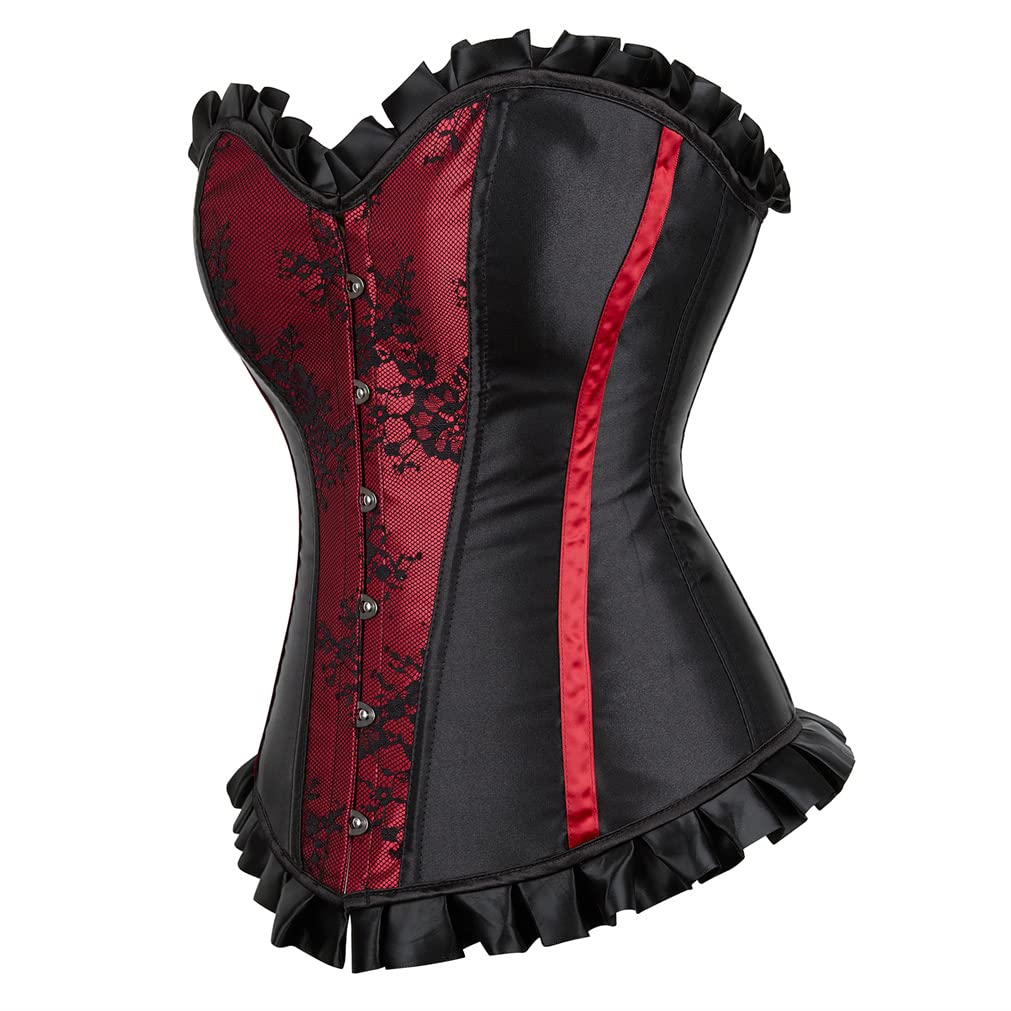 Grebrafan Womens Corsets Floral Lace Overlay Corset Bustier Top