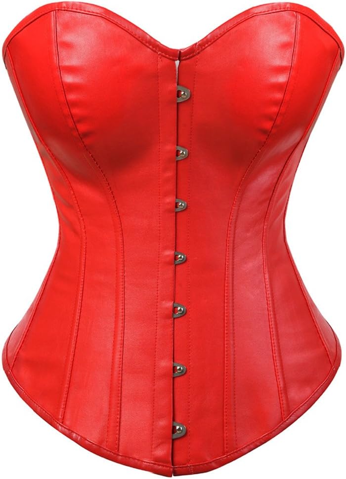 Kranchungel Corsets for Women Plus Size Faux Leather Steampunk Corset Top Zipper Bustier