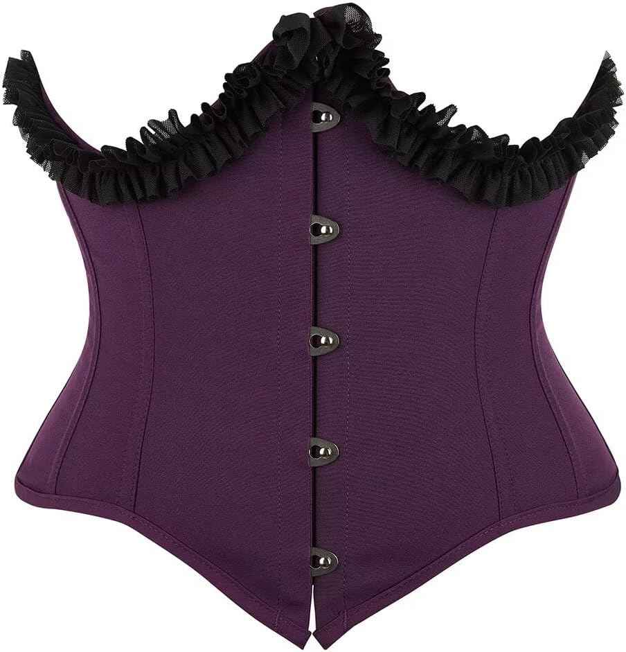 Jutrisujo Underbust Corset Top Bustier Women Lace up Boned Gothic Waist Trainer Fashion Plus Size