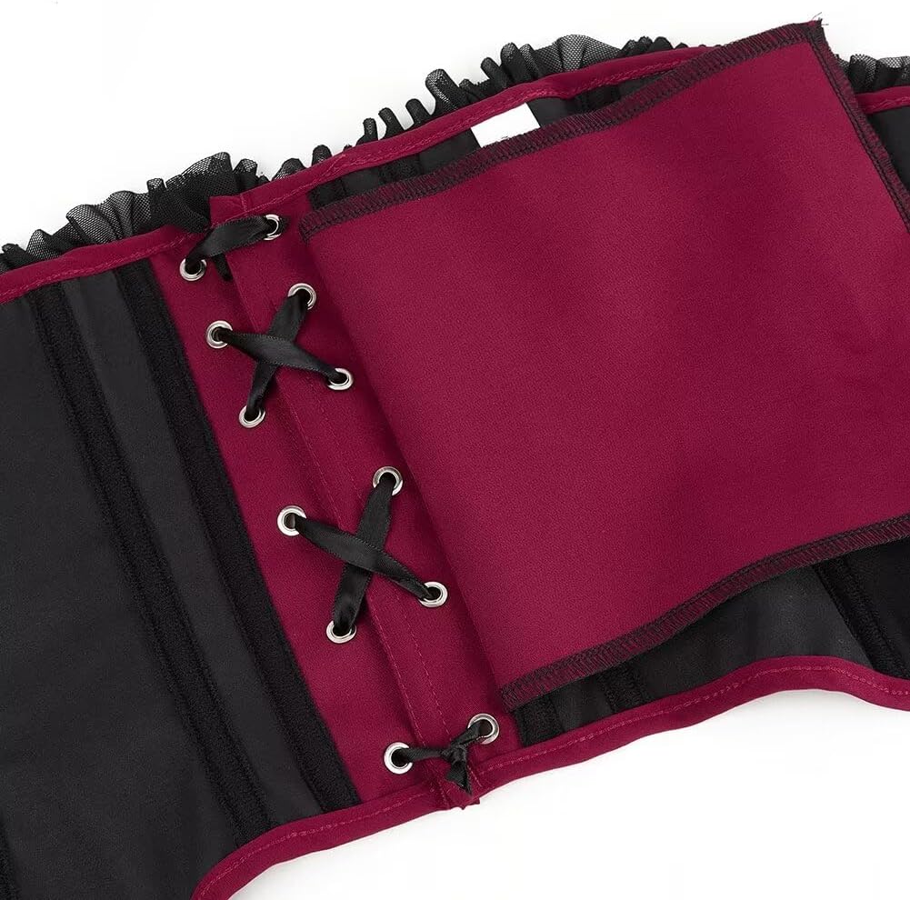 Jutrisujo Underbust Corset Top Bustier Women Lace up Boned Gothic Waist Trainer Fashion Plus Size
